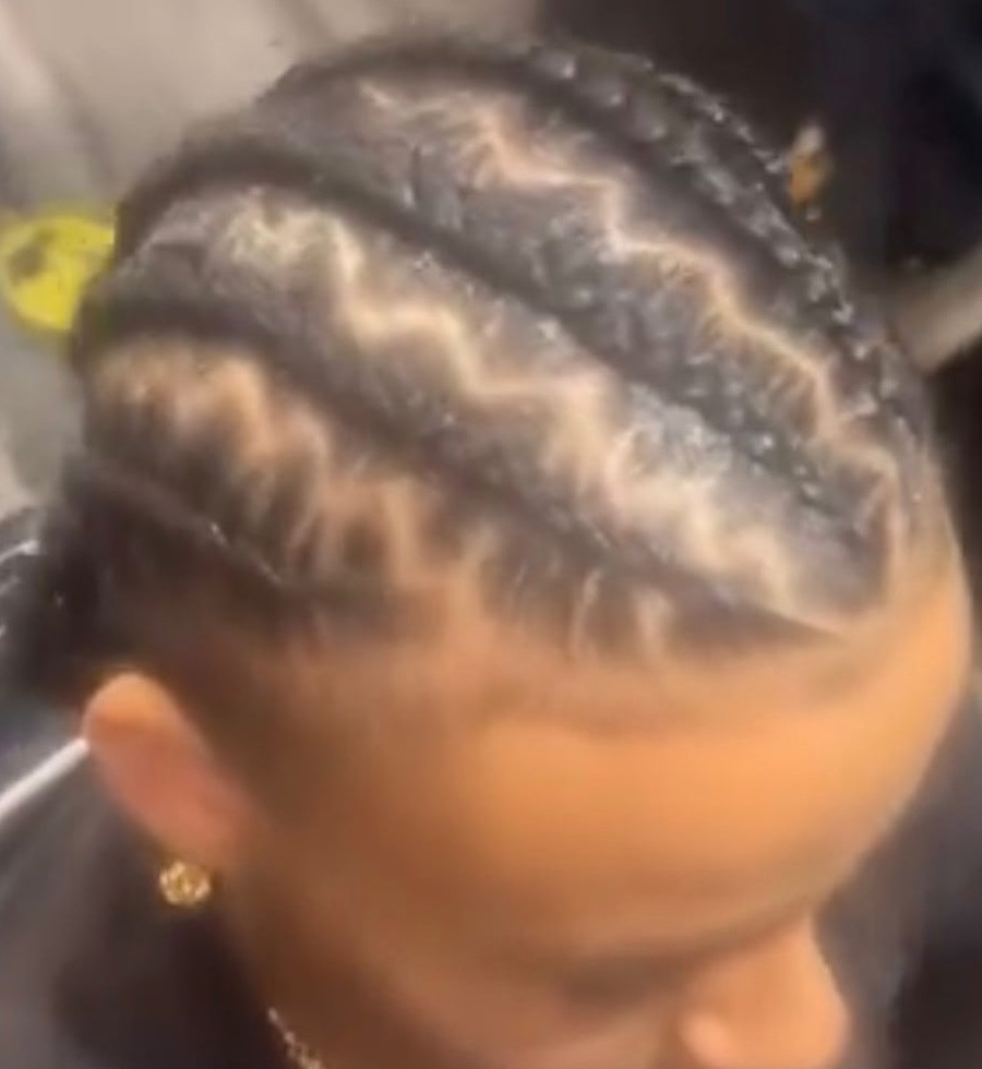 Zigzag cornrow pattern braided by Egypt