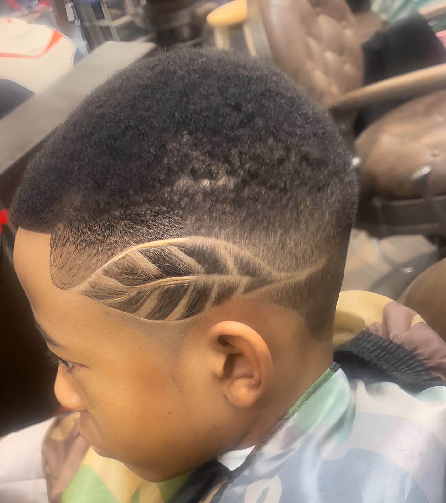 Leaf design faded into a kid's cut by Rico
